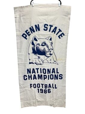 Penn State Vintage National Champions Football 1986 White & Blue Beach Towel